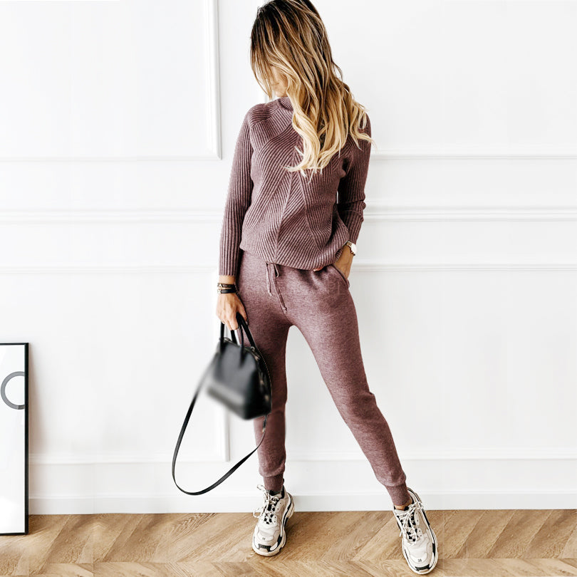 Turtleneck & Trousers Knit Set