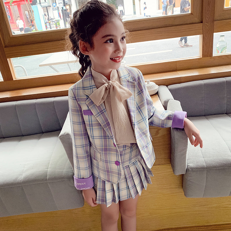 Girls' Check Suit Set