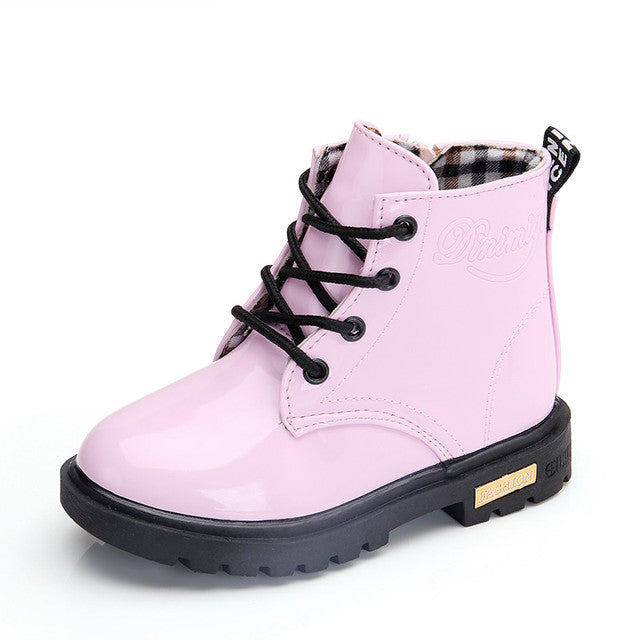 Kids' Patent Lace-Up Boots