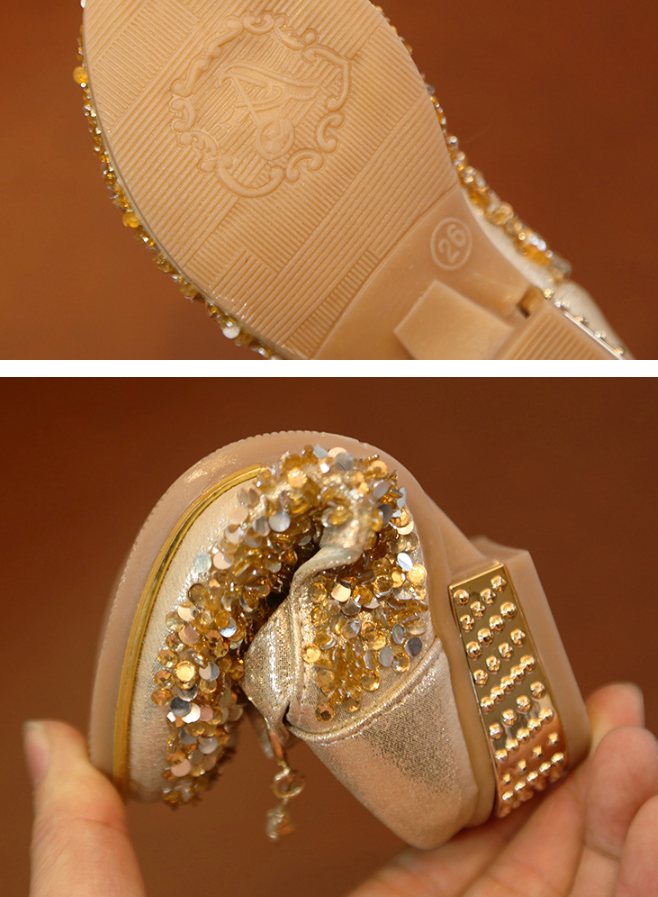 Girls' Glitter Ankle Strap Shoes