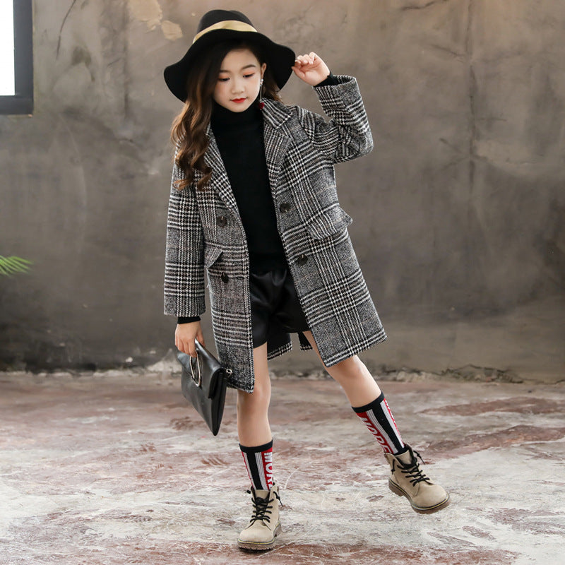 Girls' Houndstooth Coat