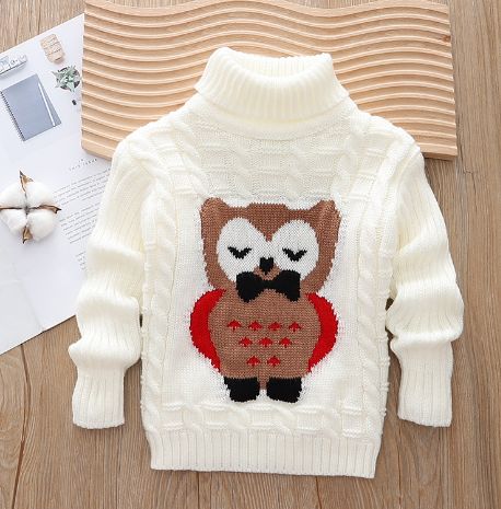 Kids' Owl Mock Neck Sweater