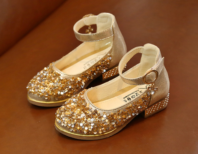 Girls' Glitter Ankle Strap Shoes