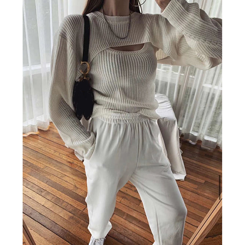 Ribbed Cami & Cardigan Set