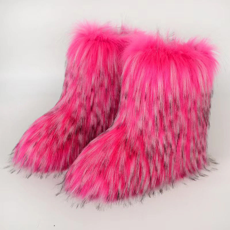 Fashionable Thick Plush Winter Knee-High Boots for Women