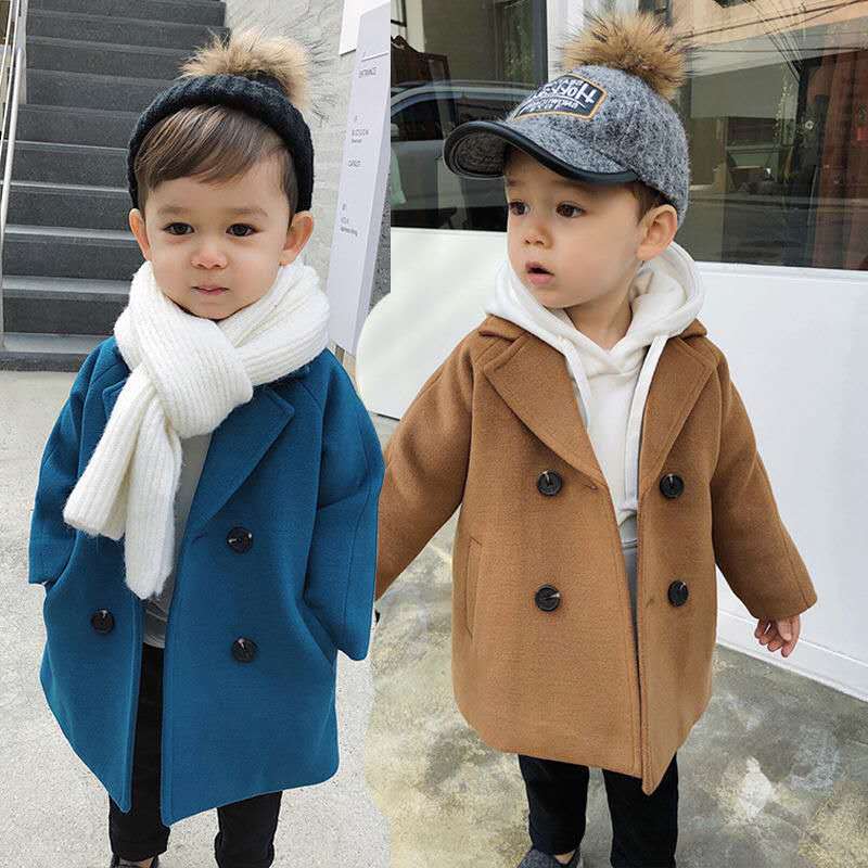 Boys' Long Wool Coat