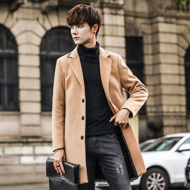 Slim Mid-Length Wool Coat