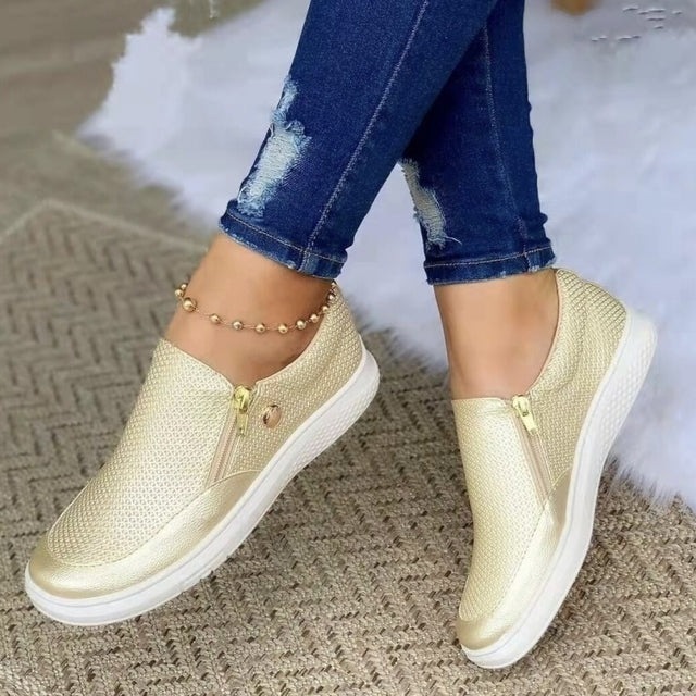 White Zip Slip-On Sneakers