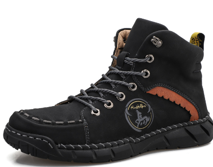 Vintage Hand-Stitched Leather Boots for Men
