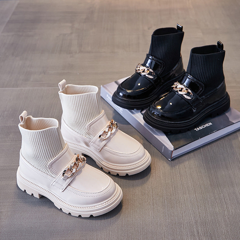 Kids' Breathable Knitted Short Boots and Sneakers