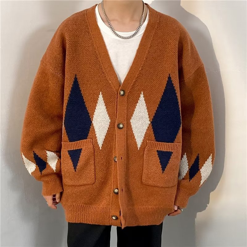 Retro Argyle Cardigan