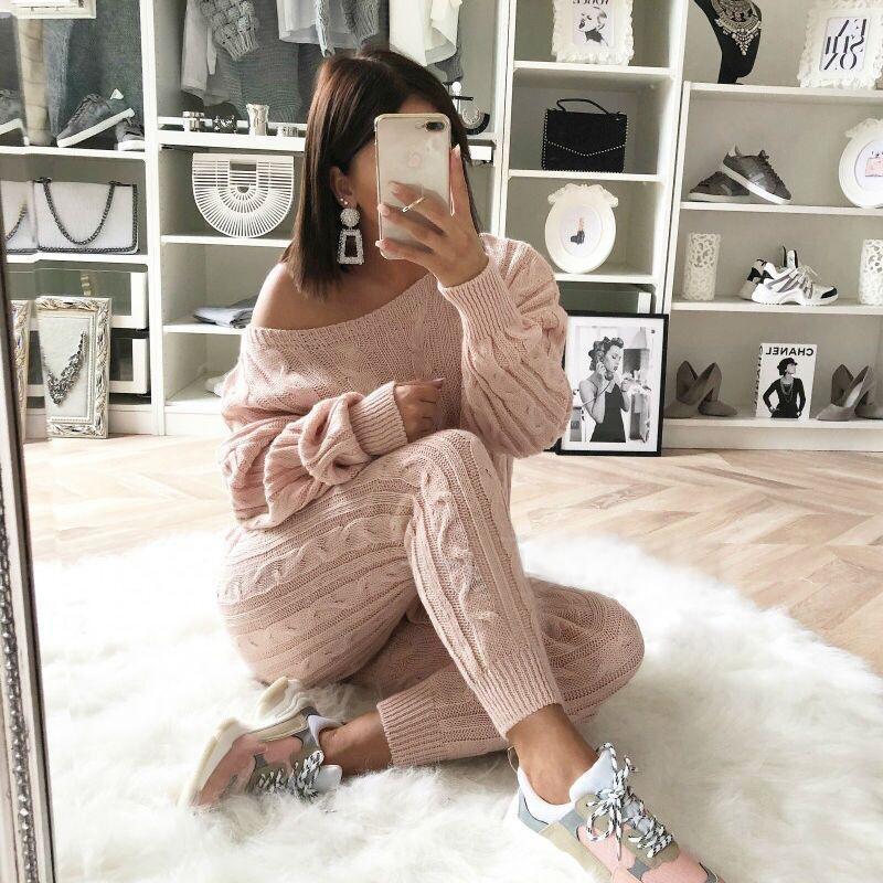 One-Shoulder Sweater Set