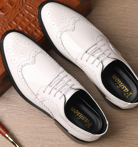 Men's White Wingtip Brogues