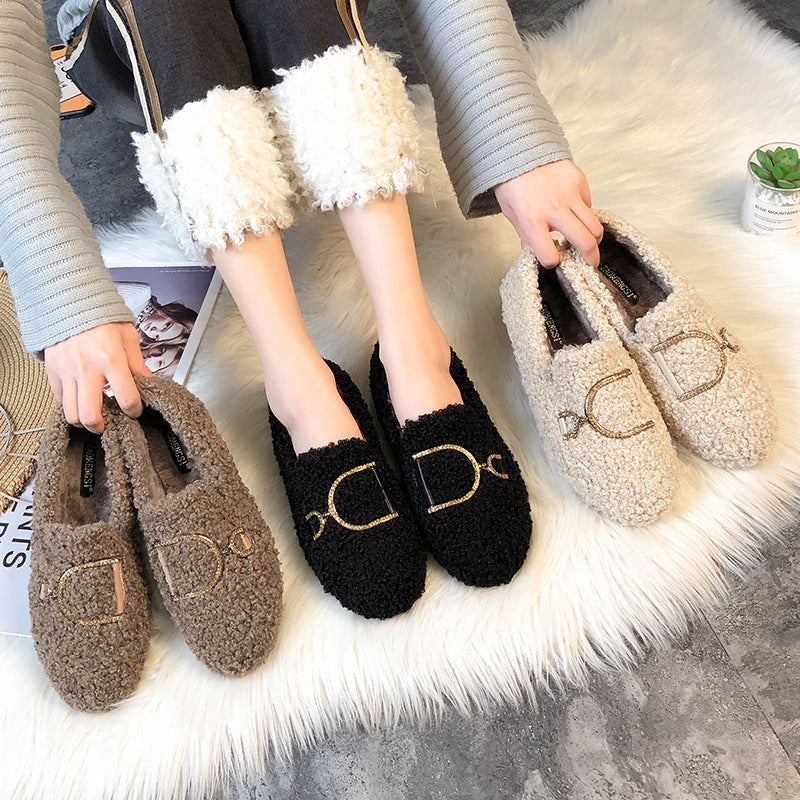 Warm Fleece-Lined Autumn Loafers for Women