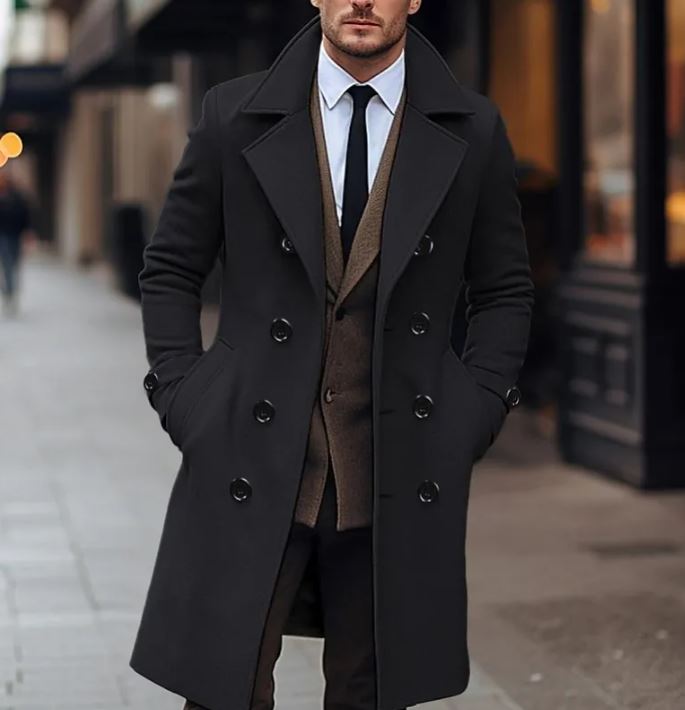 Double-Breasted Wool Overcoat