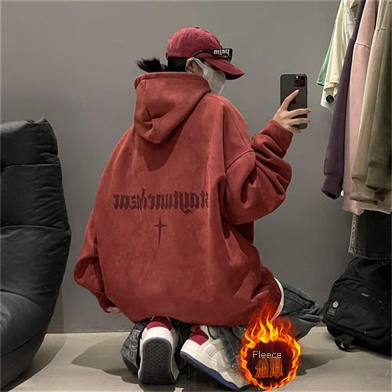 Burgundy Suede Hoodie