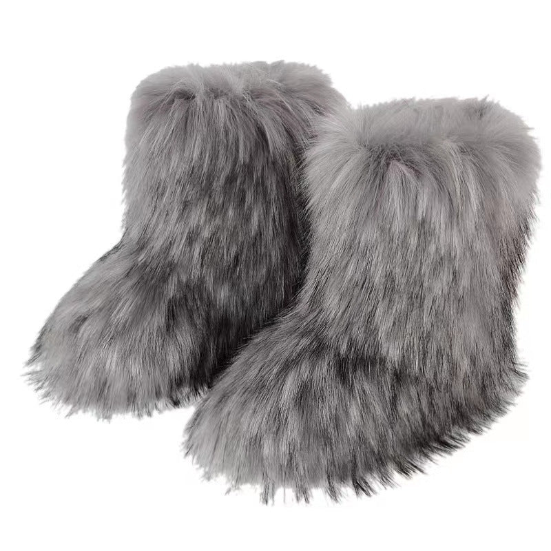 Fashionable Thick Plush Winter Knee-High Boots for Women