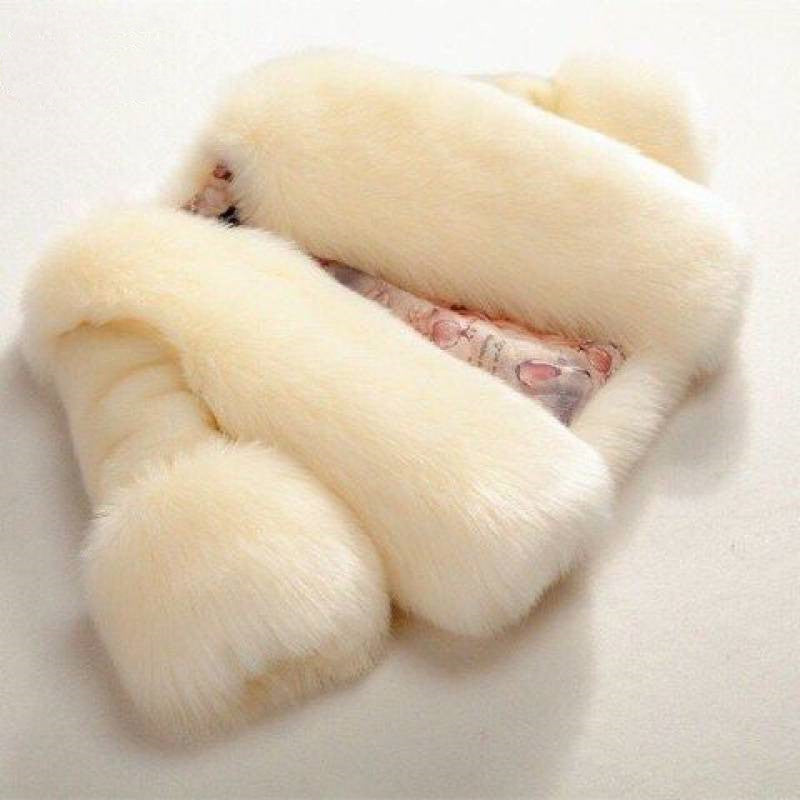 Girls' Faux Fur Trim Coat