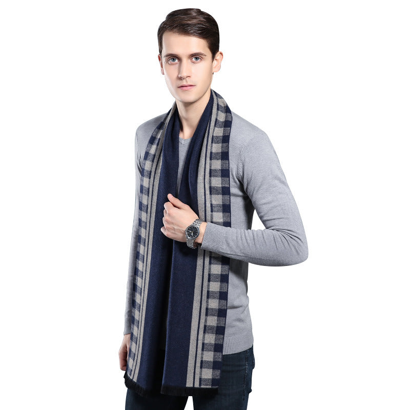 Men's Plaid Cashmere-Feel Scarf