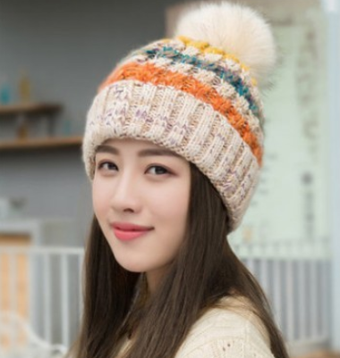 Striped Knit Winter Beanie