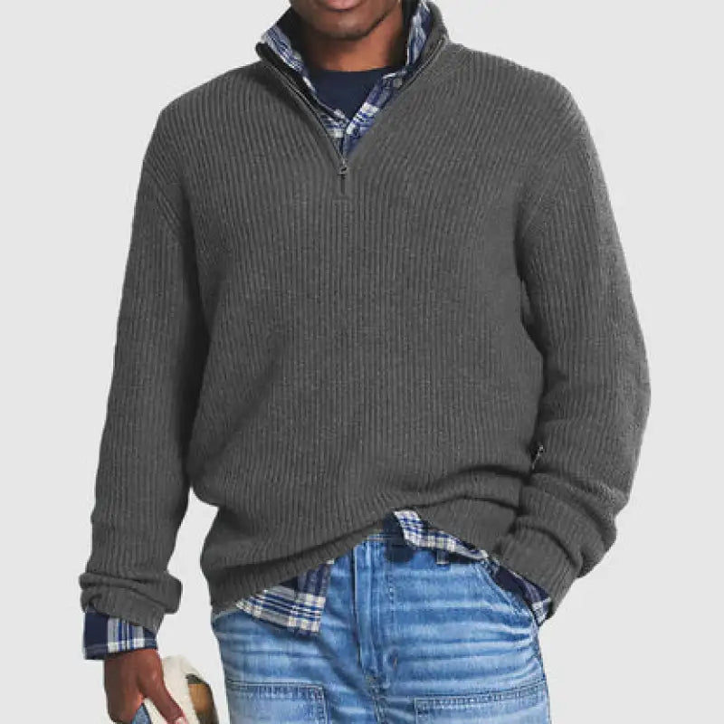 Zip Stand Collar Sweater