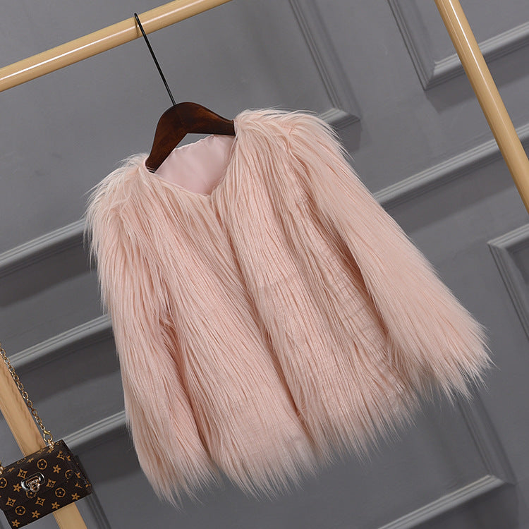 Girls' Thick Faux Fur Coat