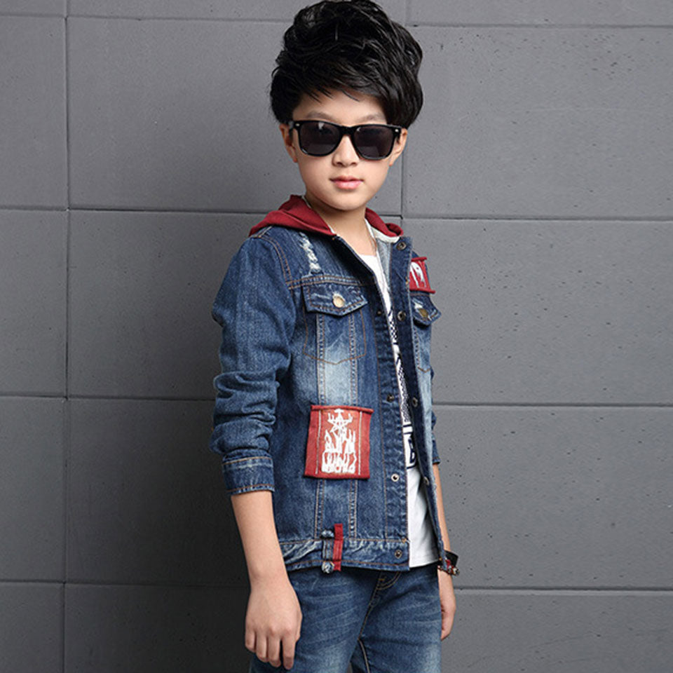 Boys' Hooded Denim Jacket Set