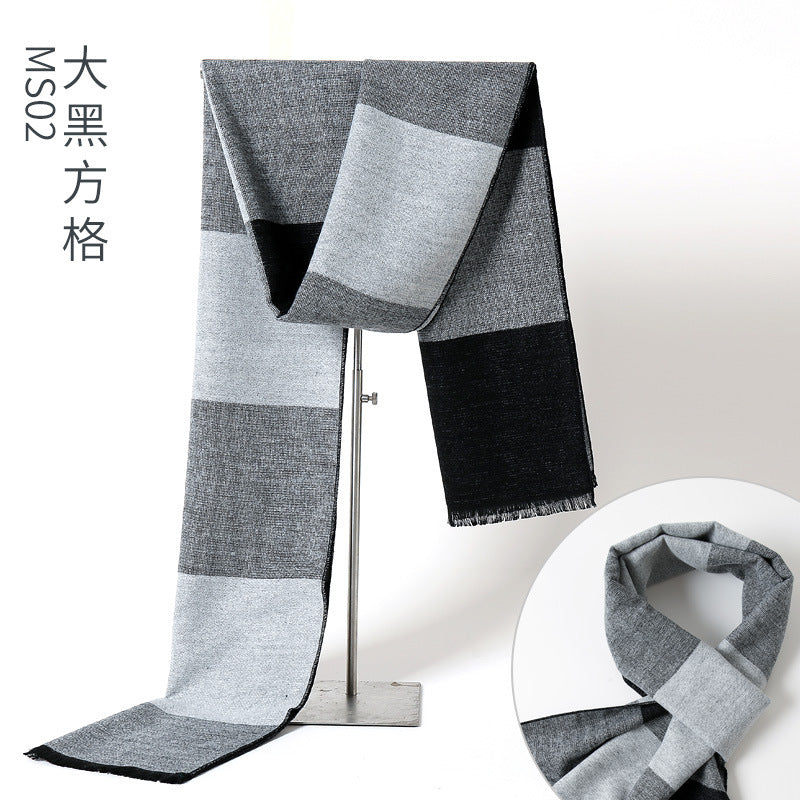 Men's Plaid Cashmere-Feel Scarf