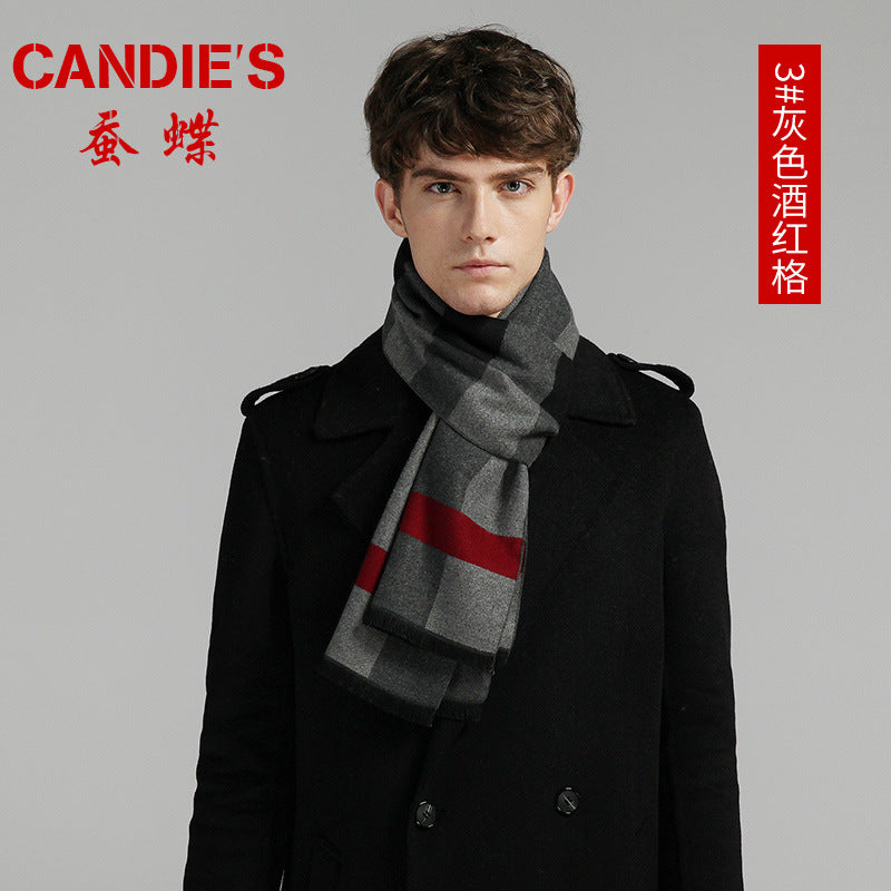 Men's Plaid Cashmere-Feel Scarf