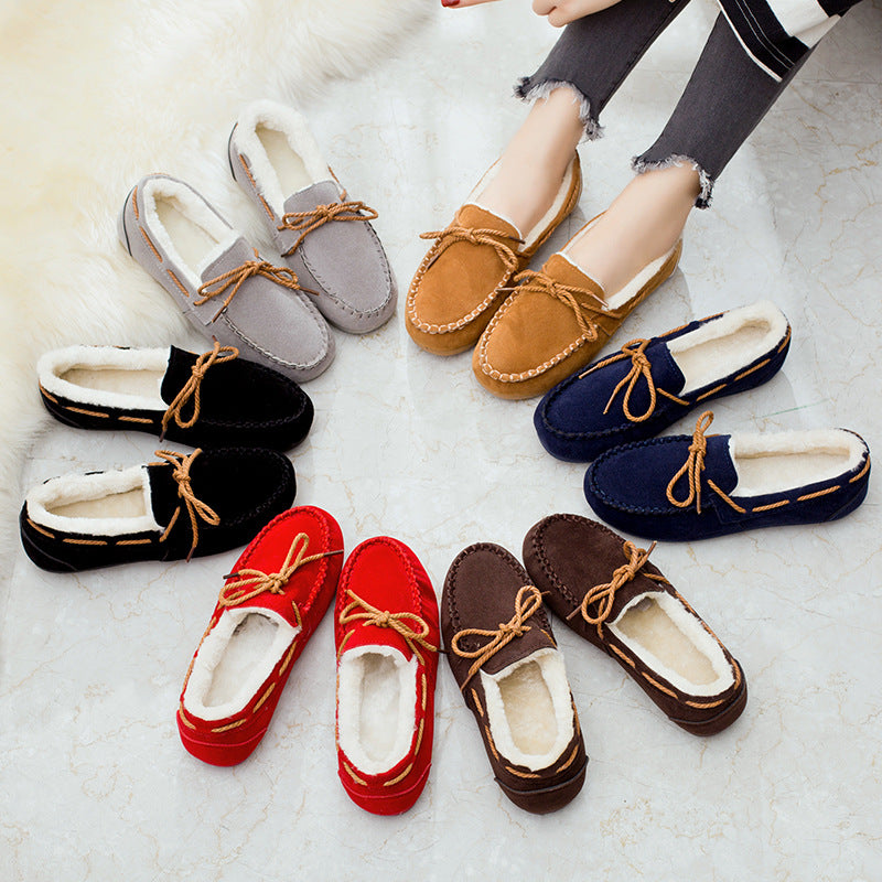 Cozy Bow Flat Casual Loafers for Women