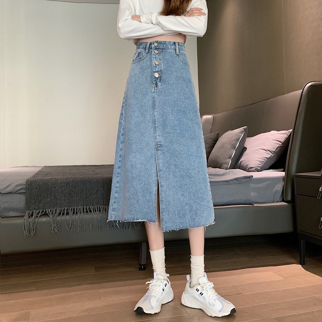 Split Denim Skirt