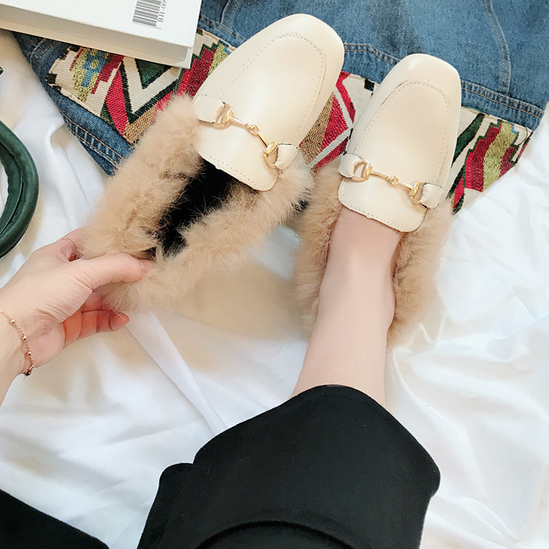 Faux Fur Lined Bow Loafers