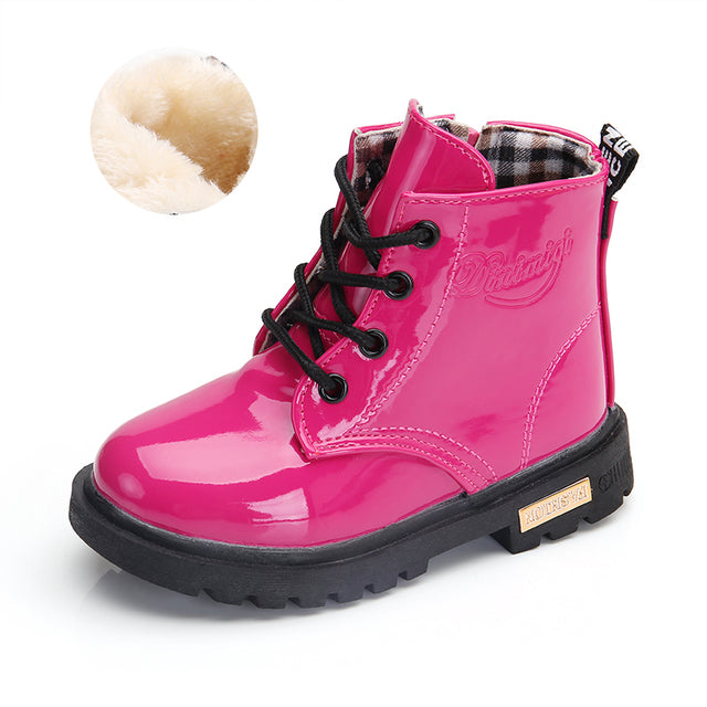 Kids' Patent Lace-Up Boots