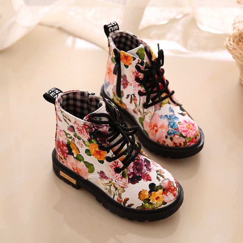 Girls' Floral Combat Boots