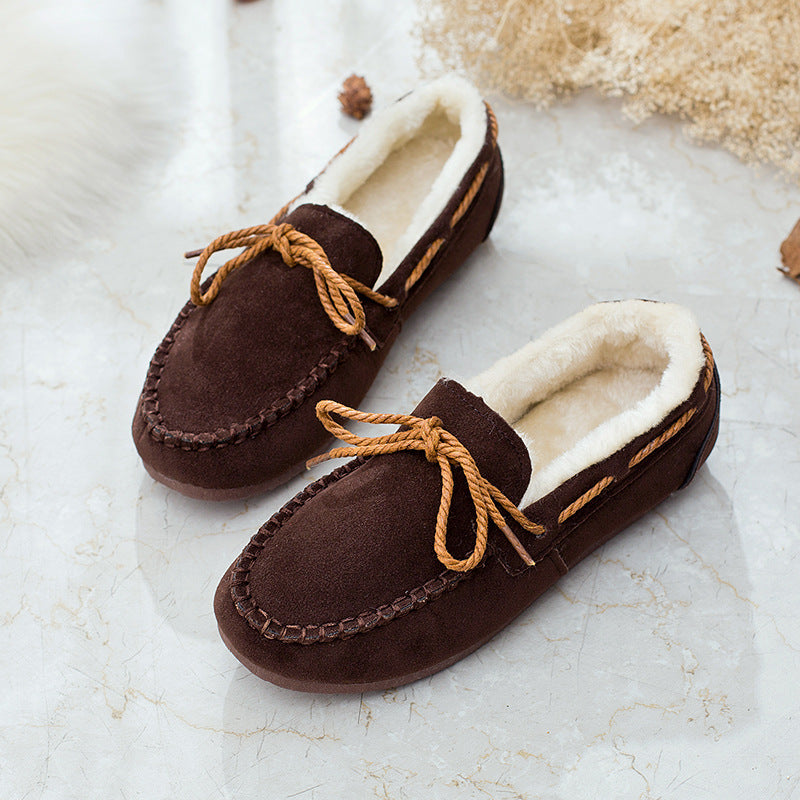 Faux Suede Bow Moccasins