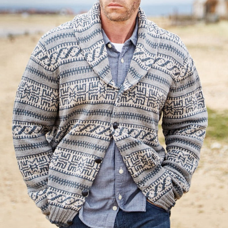 Jacquard Lapel Wool Coat