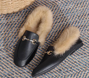 Faux Fur Lined Bow Loafers