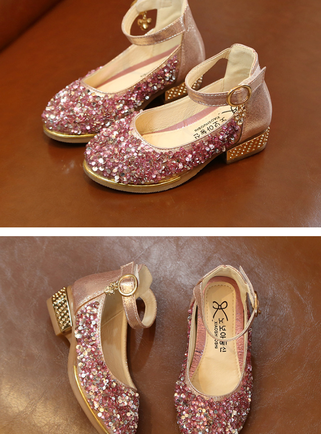Girls' Glitter Ankle Strap Shoes