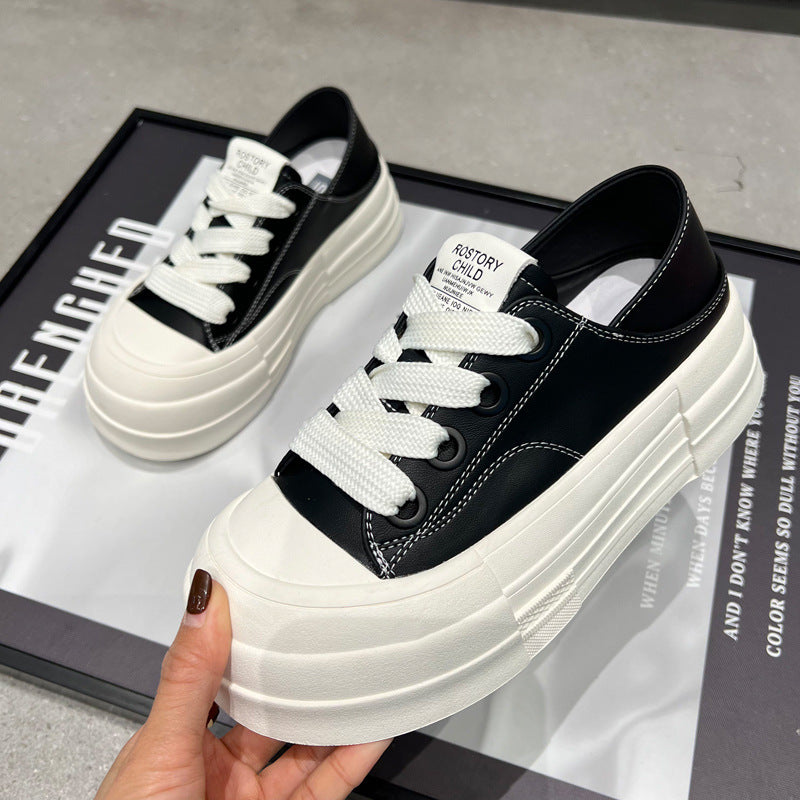 Stylish Thick-Soled White Sneakers for Women