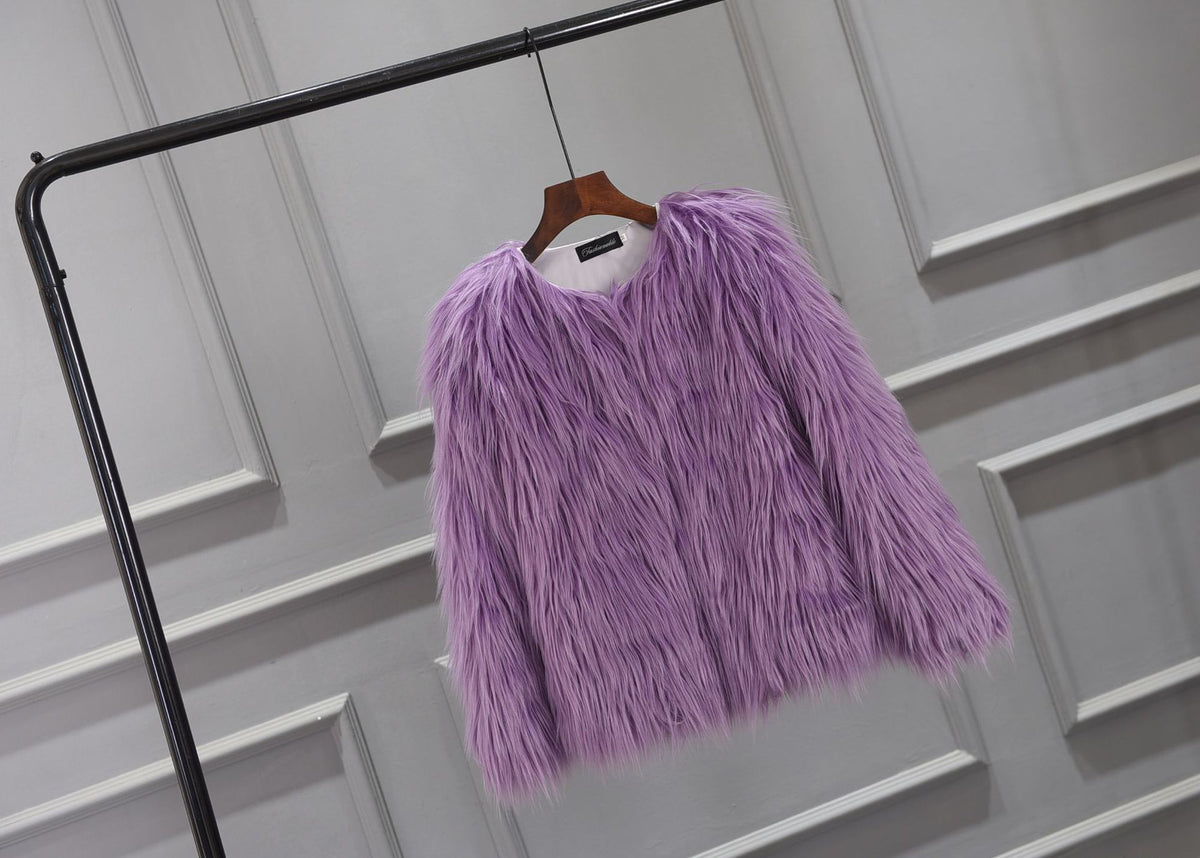 Girls' Thick Faux Fur Coat