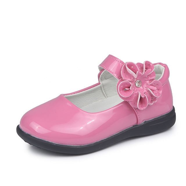 Girls' Metallic Flower Mary Janes