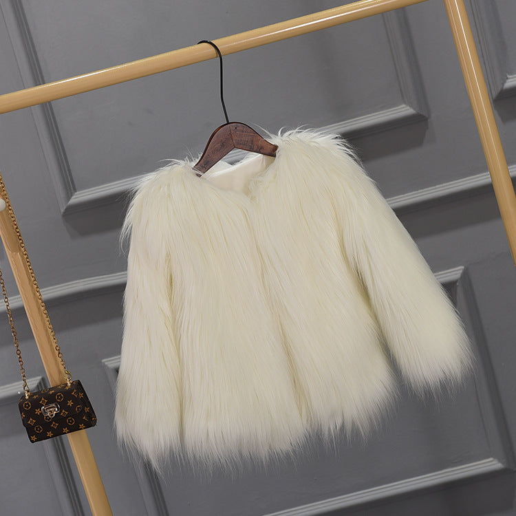 Girls' Thick Faux Fur Coat