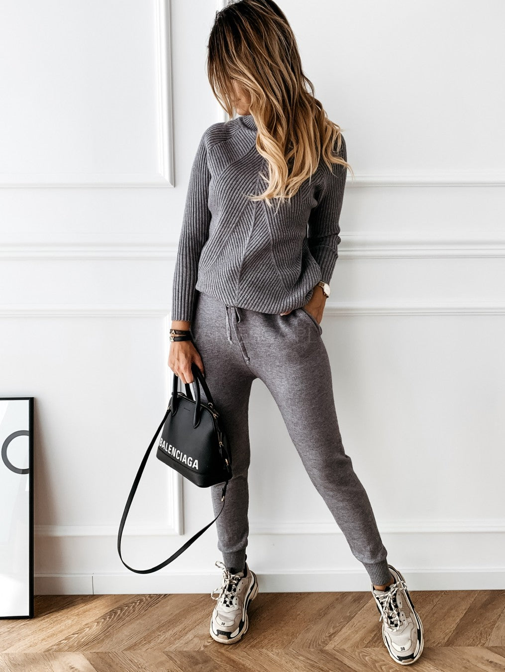 Turtleneck & Trousers Knit Set