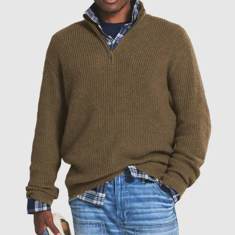 Zip Stand Collar Sweater