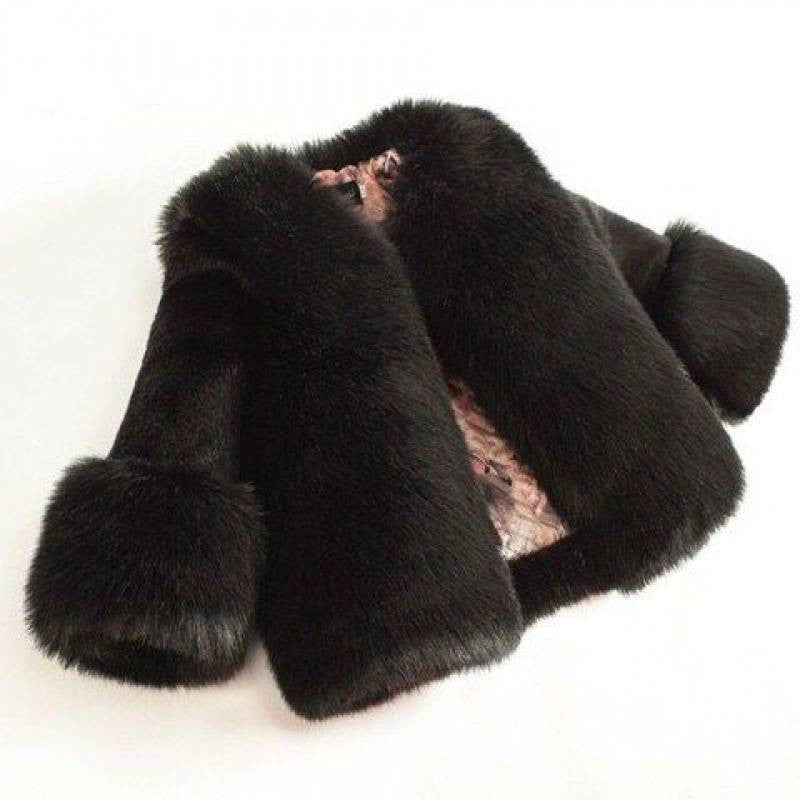 Girls' Faux Fur Trim Coat