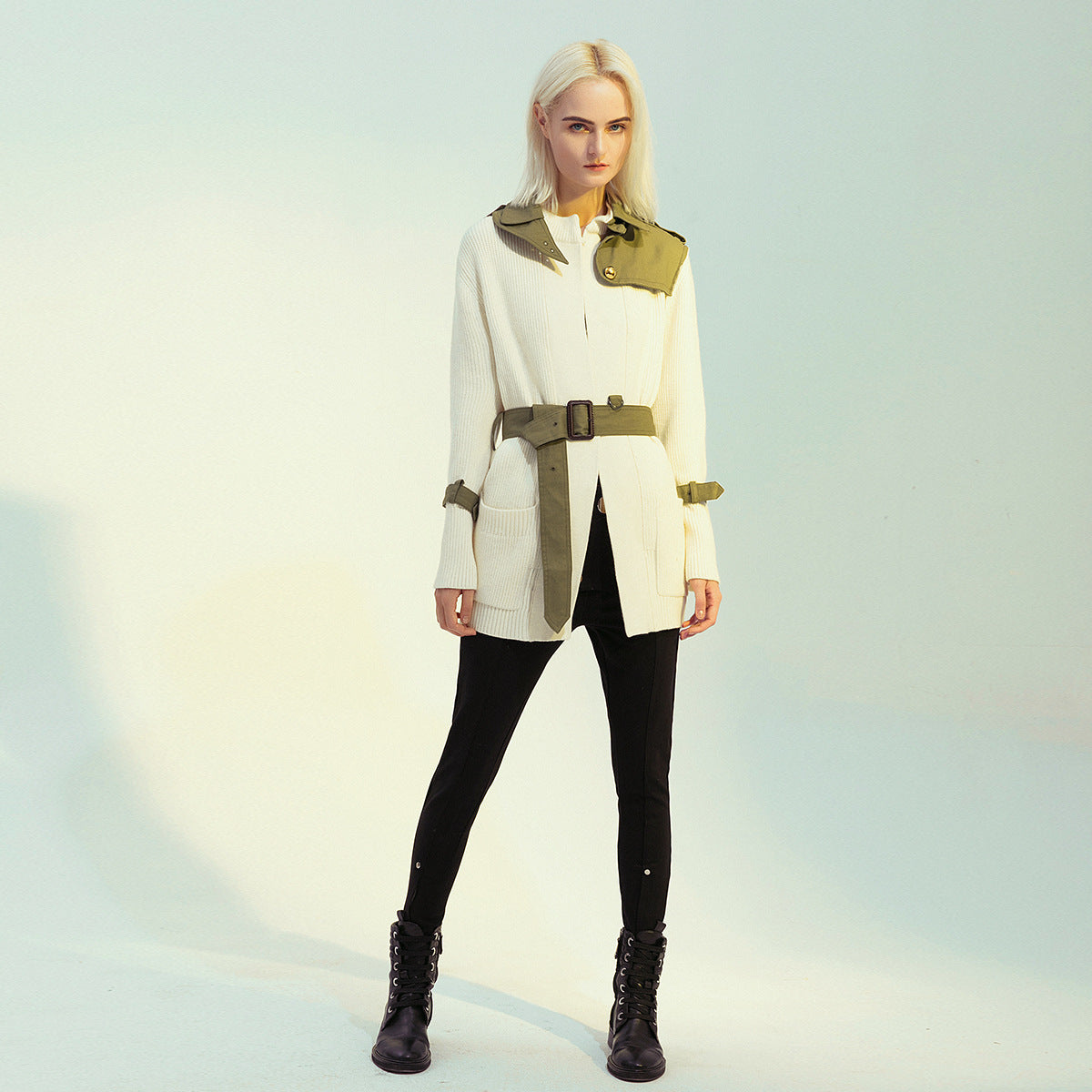 Knitted Lace-Up Trench