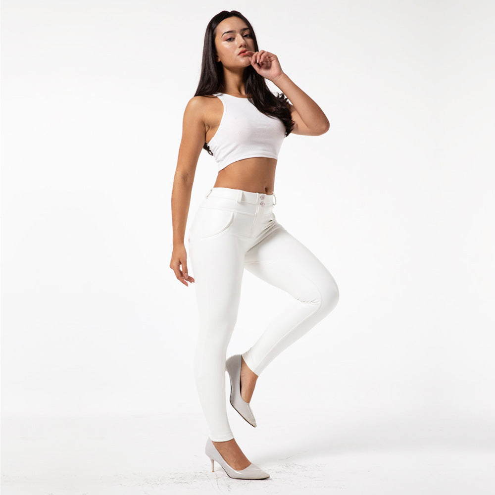 White PU Leather Leggings