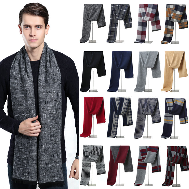 Men's Plaid Cashmere-Feel Scarf