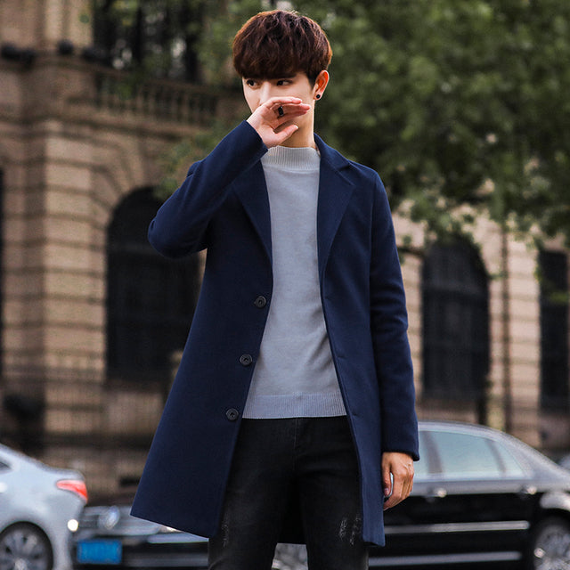 Slim Mid-Length Wool Coat