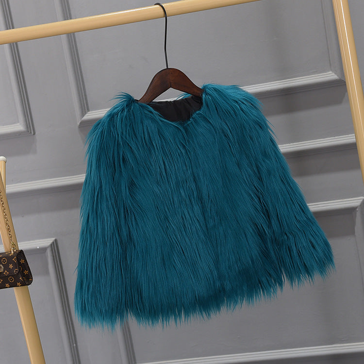 Girls' Thick Faux Fur Coat